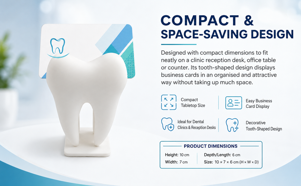 Tooth-Shaped Business Card Holder — 3D Printed Desk Organizer