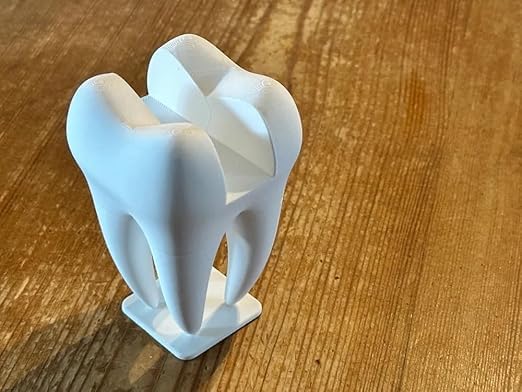 Tooth-Shaped Business Card Holder — 3D Printed Desk Organizer