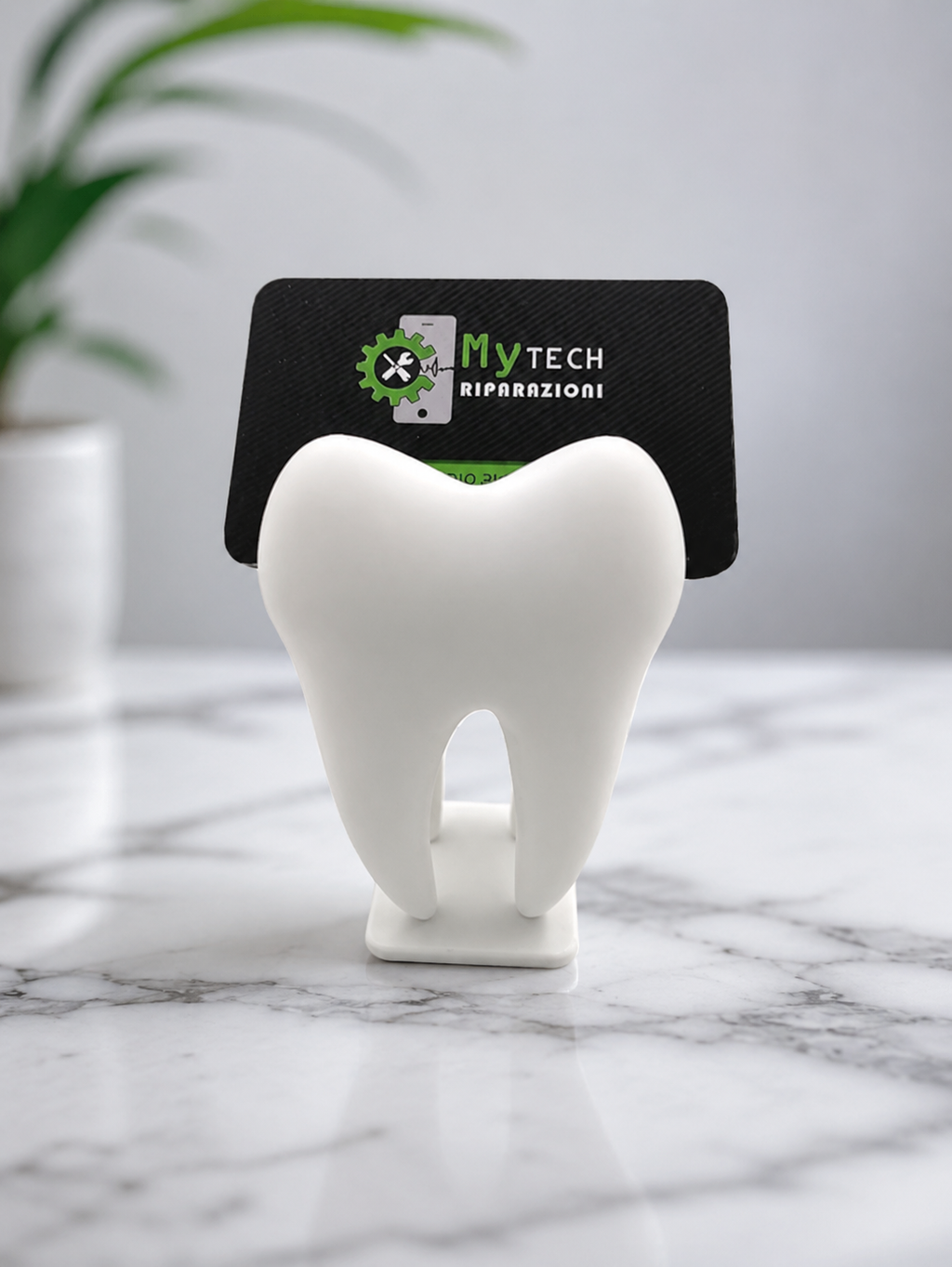 Tooth-Shaped Business Card Holder — 3D Printed Desk Organizer