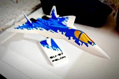 BHISRA FAB SU-57 Felon Fighter Jet 3D Model Kit Card, DIY Assembly Puzzle with Stand, Stealth Military Plane, STEM Toy for Kids, Teens and Adults
