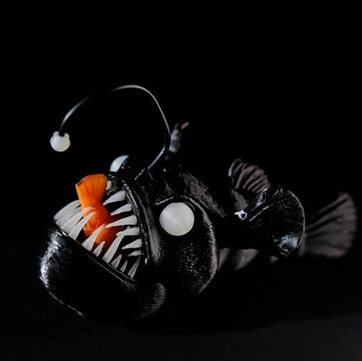 Deep Sea Monster Fish Toy for Kids | Glow-Style Angler Fish Model with Removable Parts | Creative Marine Animal Toy for Boys & Girls | Unique Display Model for Play & Decoration (Black)