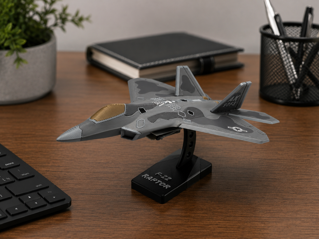 F-22 Raptor Scale Model — 3D Printed Fighter Jet Display