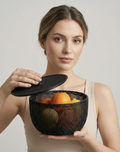 3D Printed Mesh Fruit Basket with Lid — Designer Woven Bowl for Kitchen & Home Decor
