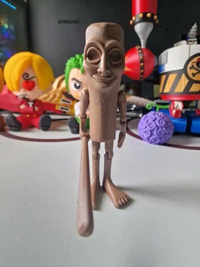 Tung Tung Tung Sahur Action Figure | 6-Inch Meme Toy | Italian Brainrot Collectible | 3D Printed Articulated Model with Bat | Funny Viral Figurine Gift | Brown (Pack of 1)