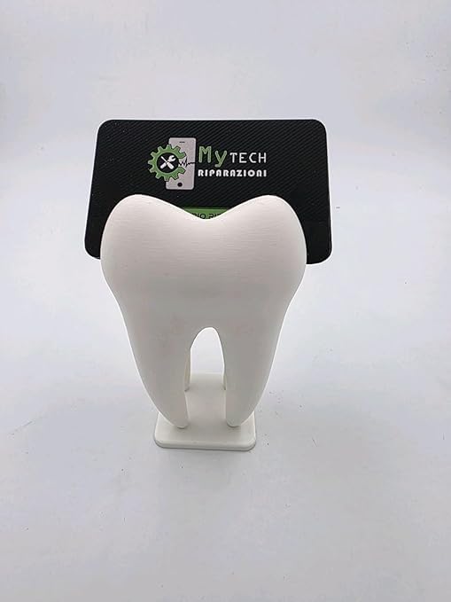 3D Printed Tooth Shape Card Holder Toy | Mini Dental Model Desk Accessory | Educational Tooth Model for Kids | Creative Visiting Card & Note Holder | Plastic Display Stand for Study Table