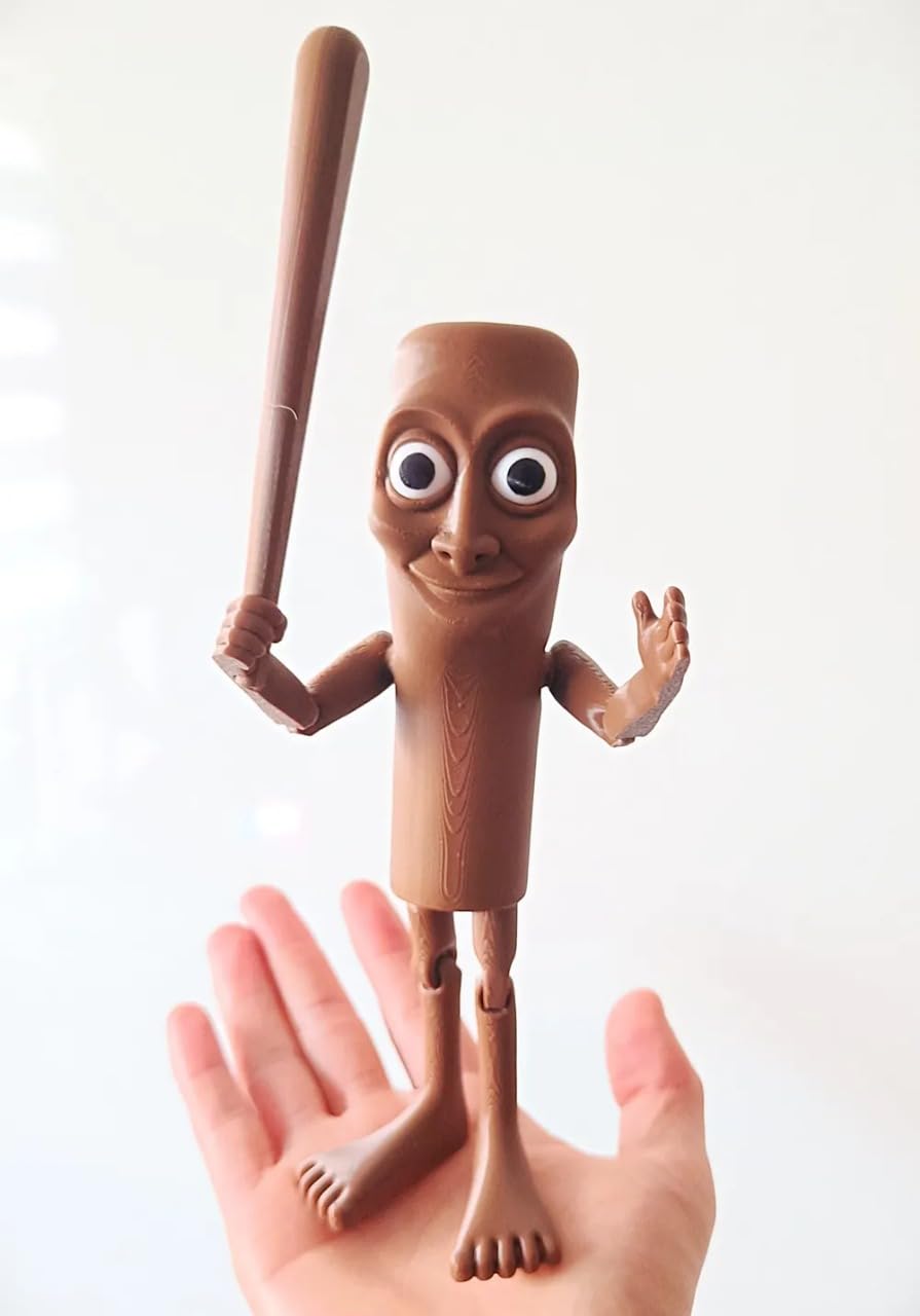 Tung Tung Tung Sahur Action Figure | 6-Inch Meme Toy | Italian Brainrot Collectible | 3D Printed Articulated Model with Bat | Funny Viral Figurine Gift | Brown (Pack of 1)