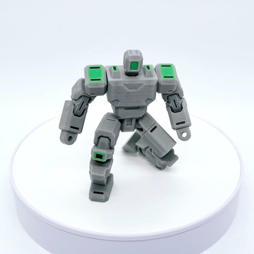 3D Printed Articulated Robot Action Figure Toy – Fully Poseable Mech Warrior Model for Kids & Collectors | Movable Joints Sci-Fi Robot Toy | Grey & Green