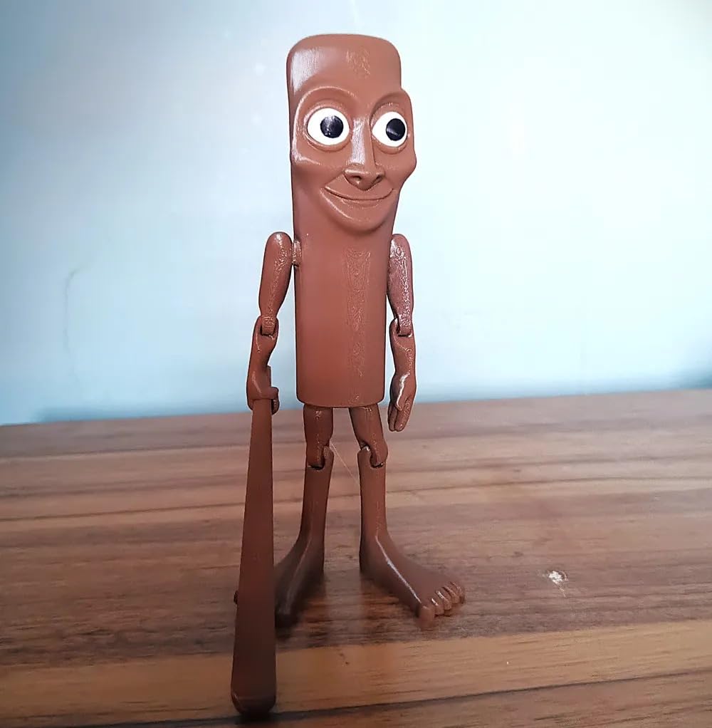 Tung Tung Tung Sahur Action Figure | 6-Inch Meme Toy | Italian Brainrot Collectible | 3D Printed Articulated Model with Bat | Funny Viral Figurine Gift | Brown (Pack of 1)