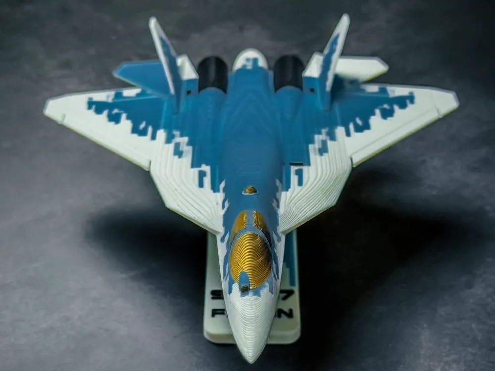 BHISRA FAB SU-57 Felon Fighter Jet 3D Model Kit Card, DIY Assembly Puzzle with Stand, Stealth Military Plane, STEM Toy for Kids, Teens and Adults