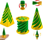 3D Spiral Twist Cone Fidget Toy, Green and White, Rotating Design, Pack of 1 (Pice-3) (Green and Yellow)