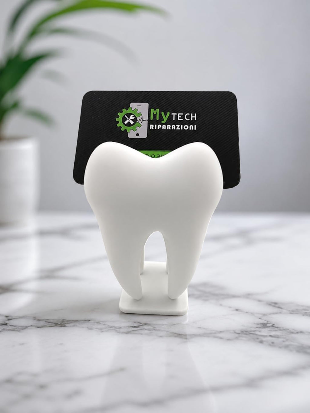 3D Printed Tooth Shape Card Holder Toy | Mini Dental Model Desk Accessory | Educational Tooth Model for Kids | Creative Visiting Card & Note Holder | Plastic Display Stand for Study Table