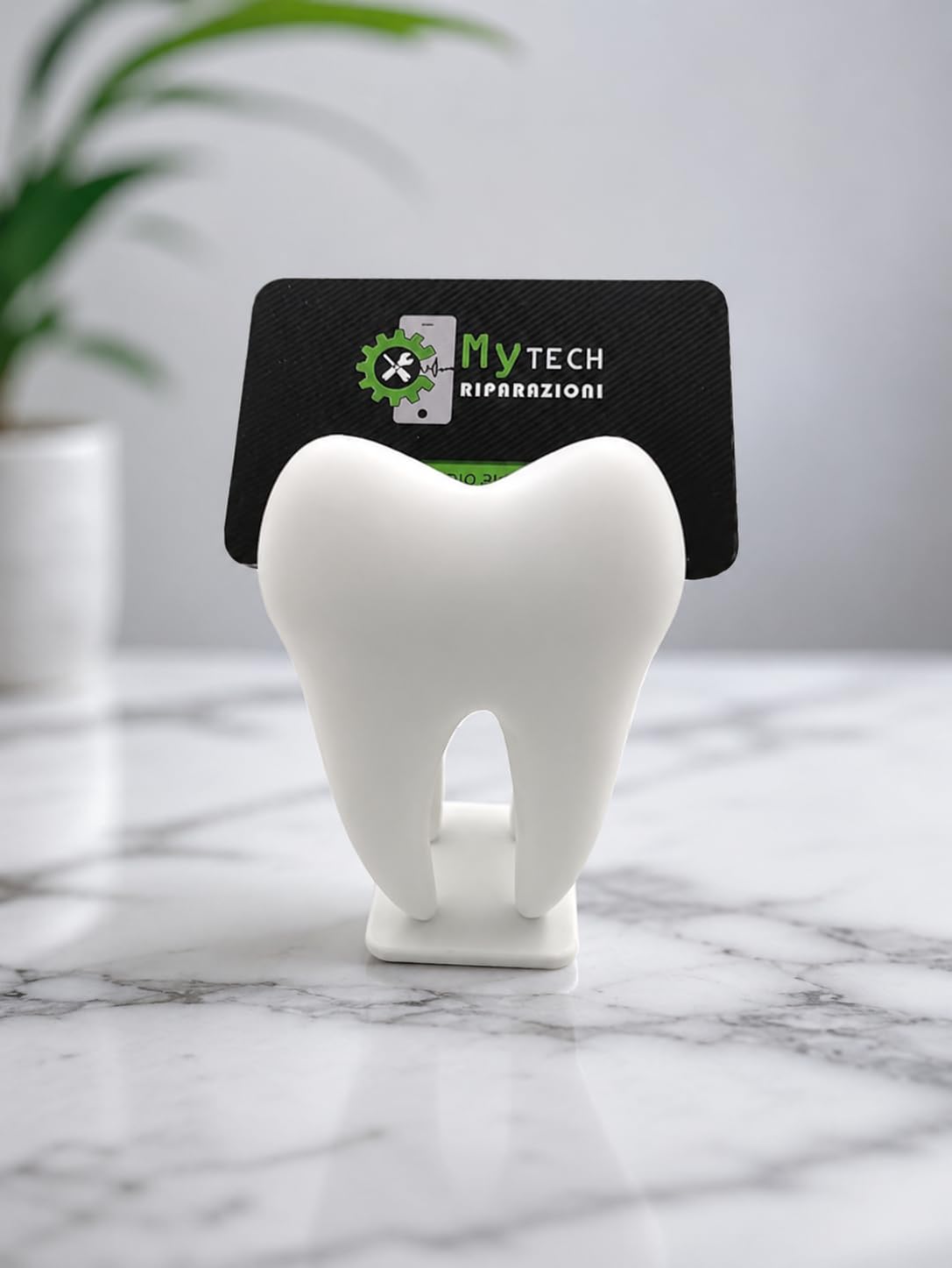 3D Printed Tooth Shape Card Holder Toy | Mini Dental Model Desk Accessory | Educational Tooth Model for Kids | Creative Visiting Card & Note Holder | Plastic Display Stand for Study Table