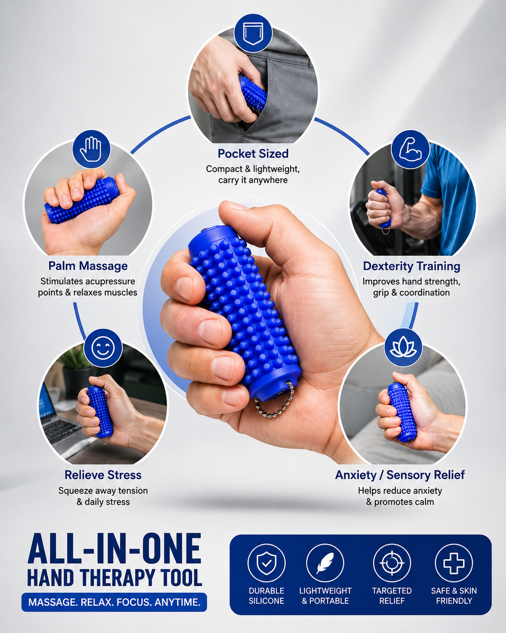 Acupressure Massage Roller — Portable Hand, Foot & Palm Stress Relief Tool (Pack of 2)