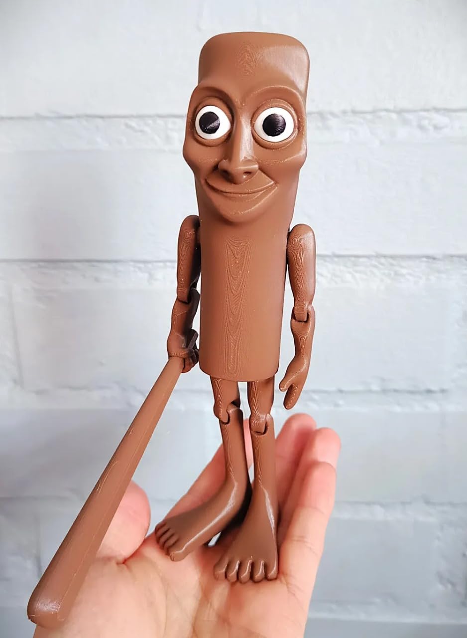 Tung Tung Tung Sahur Action Figure | 6-Inch Meme Toy | Italian Brainrot Collectible | 3D Printed Articulated Model with Bat | Funny Viral Figurine Gift | Brown (Pack of 1)