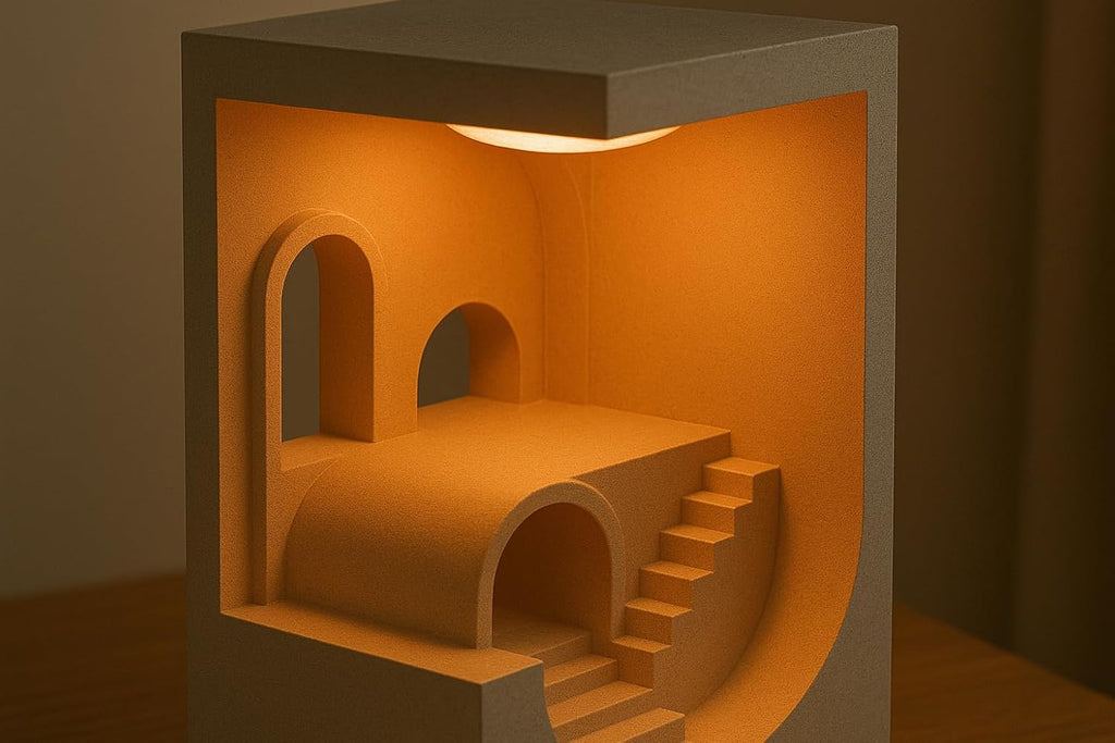 Modern Architectural LED Night Light, Minimalist Design Table Lamp, White Color Interior