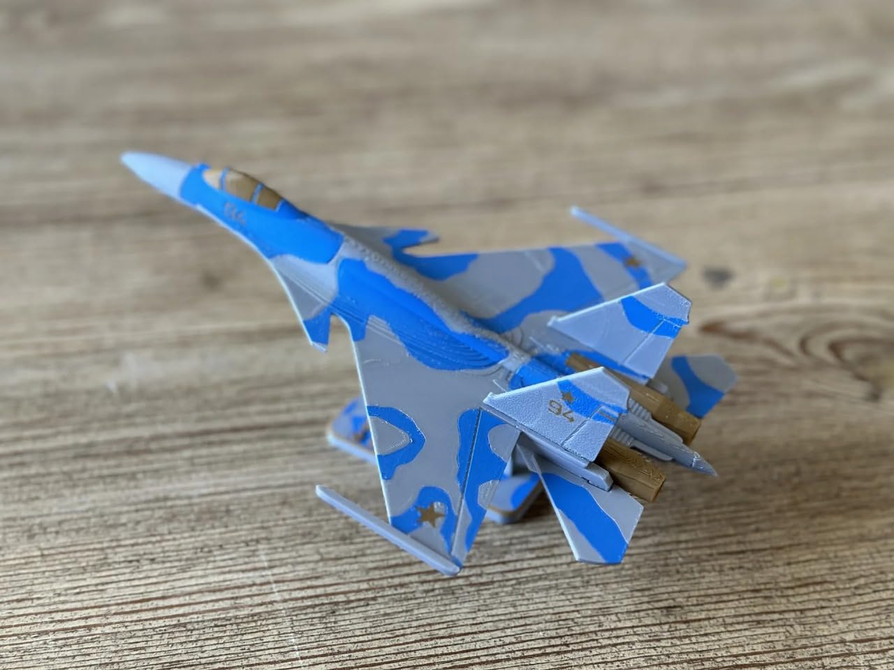 3D Puzzle Aircraft Model Kit, Blue Camouflage Design, DIY Assembly