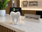 3D Printed Tooth Shape Card Holder Toy | Mini Dental Model Desk Accessory | Educational Tooth Model for Kids | Creative Visiting Card & Note Holder | Plastic Display Stand for Study Table