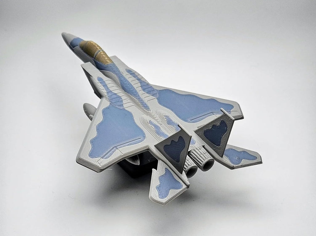 F-15 Eagle Fighter Jet Model Aircraft, Die-Cast Metal Display Stand, Grey, Military Collectible