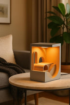 Modern Architectural LED Night Light, Minimalist Design Table Lamp, White Color Interior