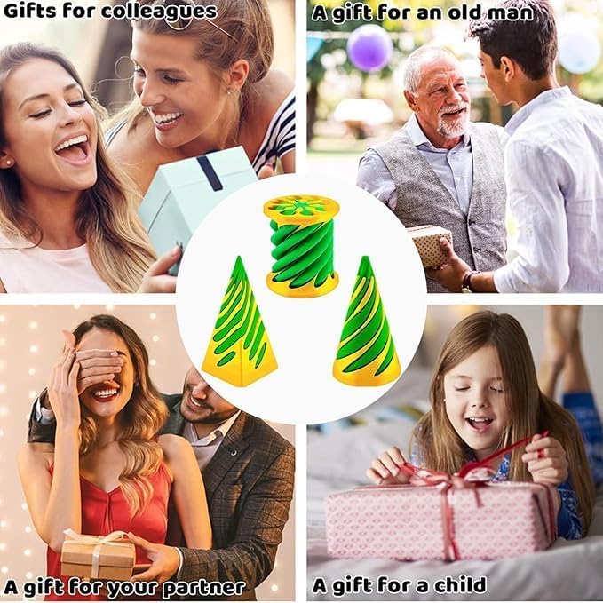 3D Spiral Twist Cone Fidget Toy, Green and White, Rotating Design, Pack of 1 (Pice-3) (Green and Yellow)