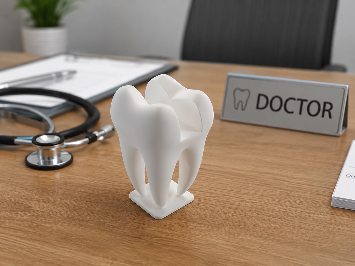 3D Printed Tooth Shape Card Holder Toy | Mini Dental Model Desk Accessory | Educational Tooth Model for Kids | Creative Visiting Card & Note Holder | Plastic Display Stand for Study Table