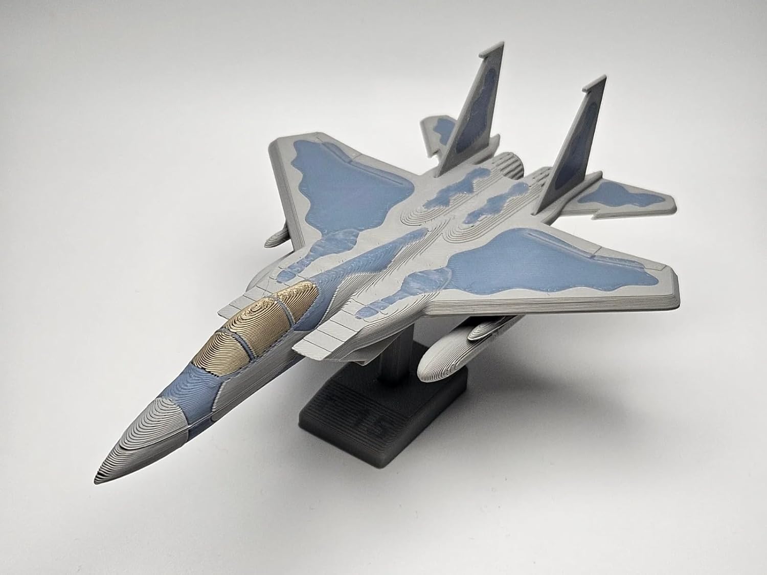 F-15 Eagle Fighter Jet Model Aircraft, Die-Cast Metal Display Stand, Grey, Military Collectible