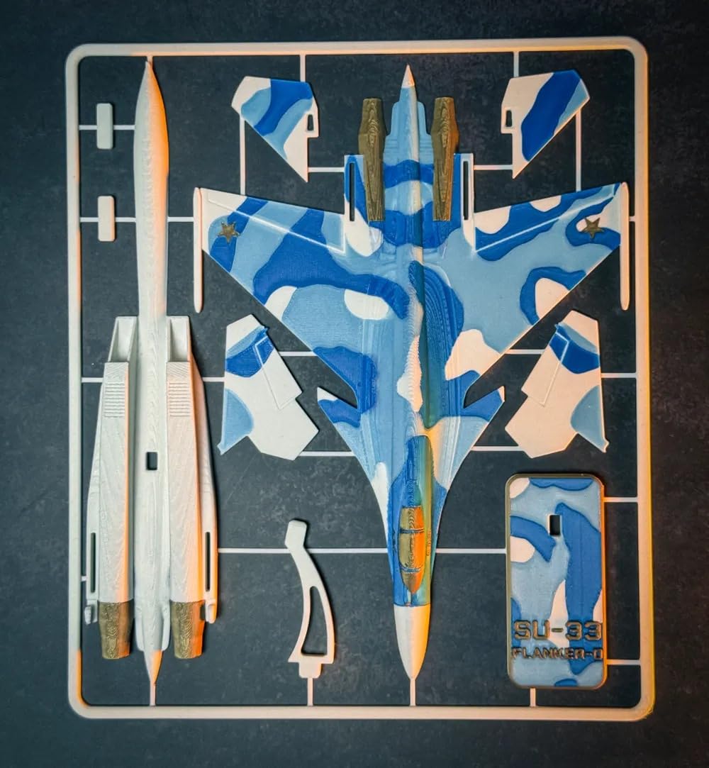 3D Puzzle Aircraft Model Kit, Blue Camouflage Design, DIY Assembly