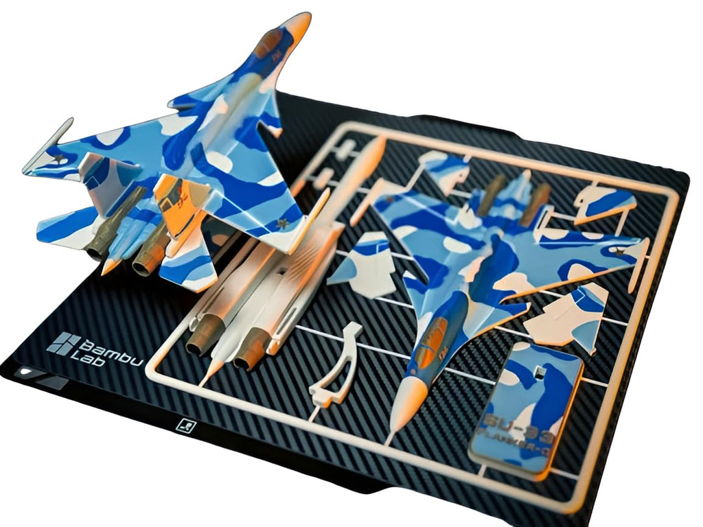 3D Puzzle Aircraft Model Kit, Blue Camouflage Design, DIY Assembly