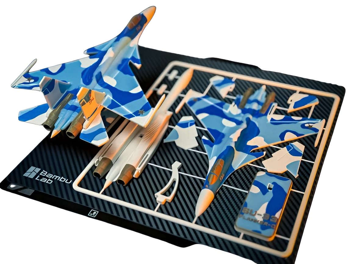 3D Puzzle Aircraft Model Kit, Blue Camouflage Design, DIY Assembly