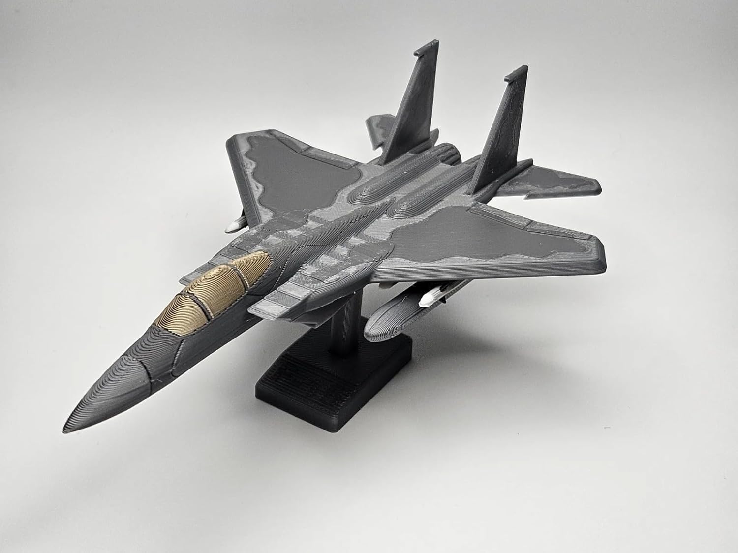 F-15 Eagle Fighter Jet Model Aircraft, Die-Cast Metal Display Stand, Grey, Military Collectible