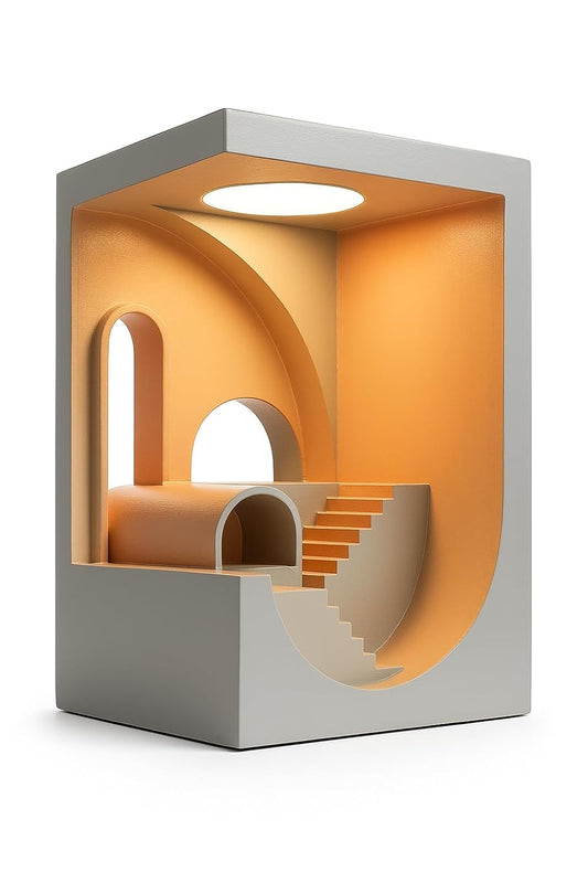 Modern Architectural LED Night Light, Minimalist Design Table Lamp, White Color Interior