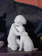 Decorative Stone Sculpture, Dog and Owner Figurine, Modern Home Decor
