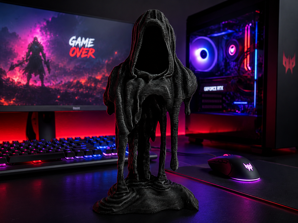 Melting Grim Reaper Figurine — Gothic Horror Desk Decor & Dark Art Collectible
