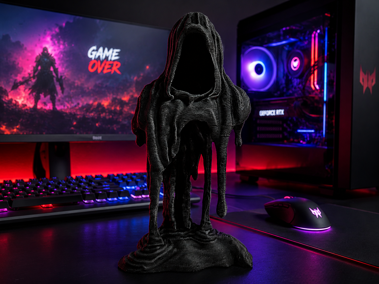 Melting Grim Reaper Figurine — Gothic Horror Desk Decor & Dark Art Collectible
