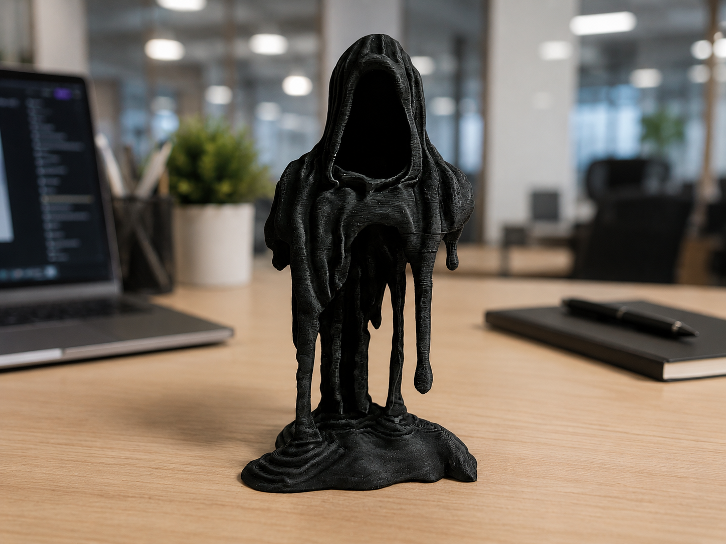 Melting Grim Reaper Figurine — Gothic Horror Desk Decor & Dark Art Collectible