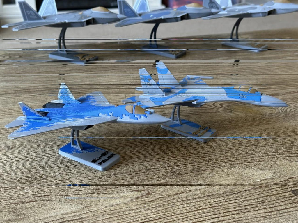 3D Puzzle Aircraft Model Kit, Blue Camouflage Design, DIY Assembly