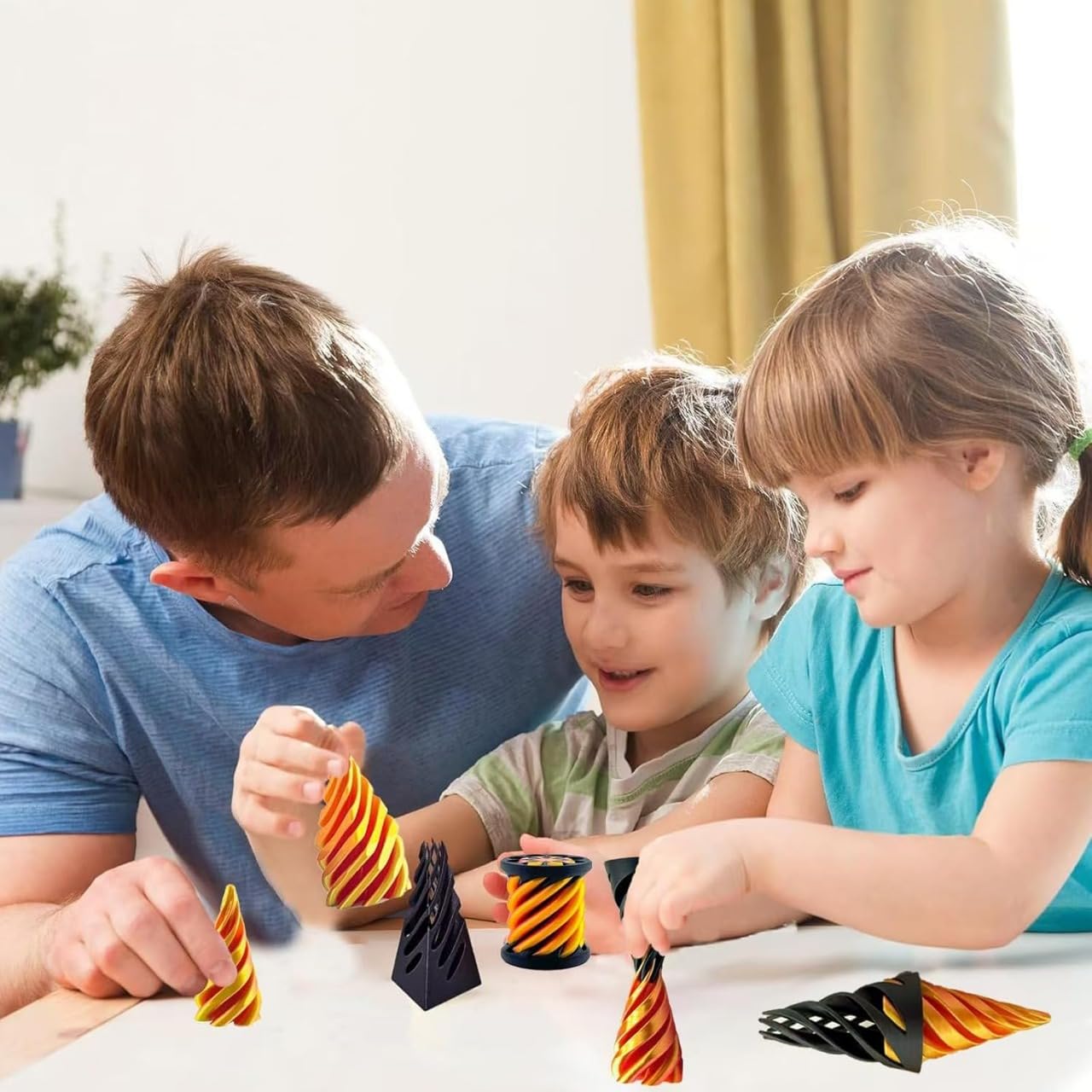 3D Spiral Twist Cone Fidget Toy, Green and White, Rotating Design, Pack of 1 (Pice-3) (Green and Yellow)