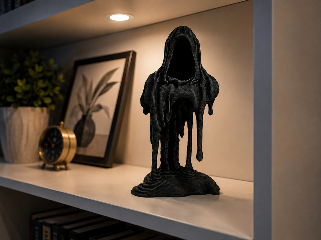 Melting Grim Reaper Figurine — Gothic Horror Desk Decor & Dark Art Collectible