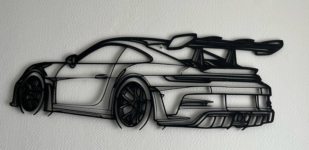 Beoals Sports Car 3D printed plastic Wall Art, Modern Racing Car Design, Black Plastic Wire Decor