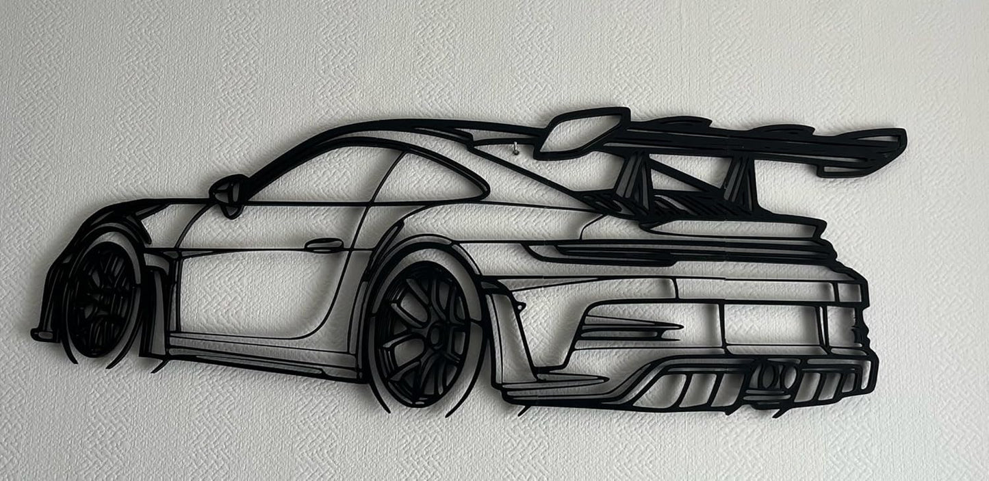 Beoals Sports Car 3D printed plastic Wall Art, Modern Racing Car Design, Black Plastic Wire Decor