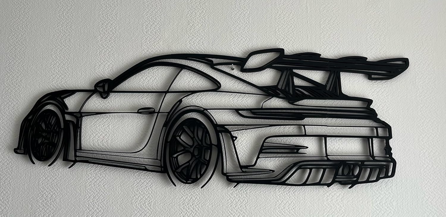 Beoals Sports Car 3D printed plastic Wall Art, Modern Racing Car Design, Black Plastic Wire Decor