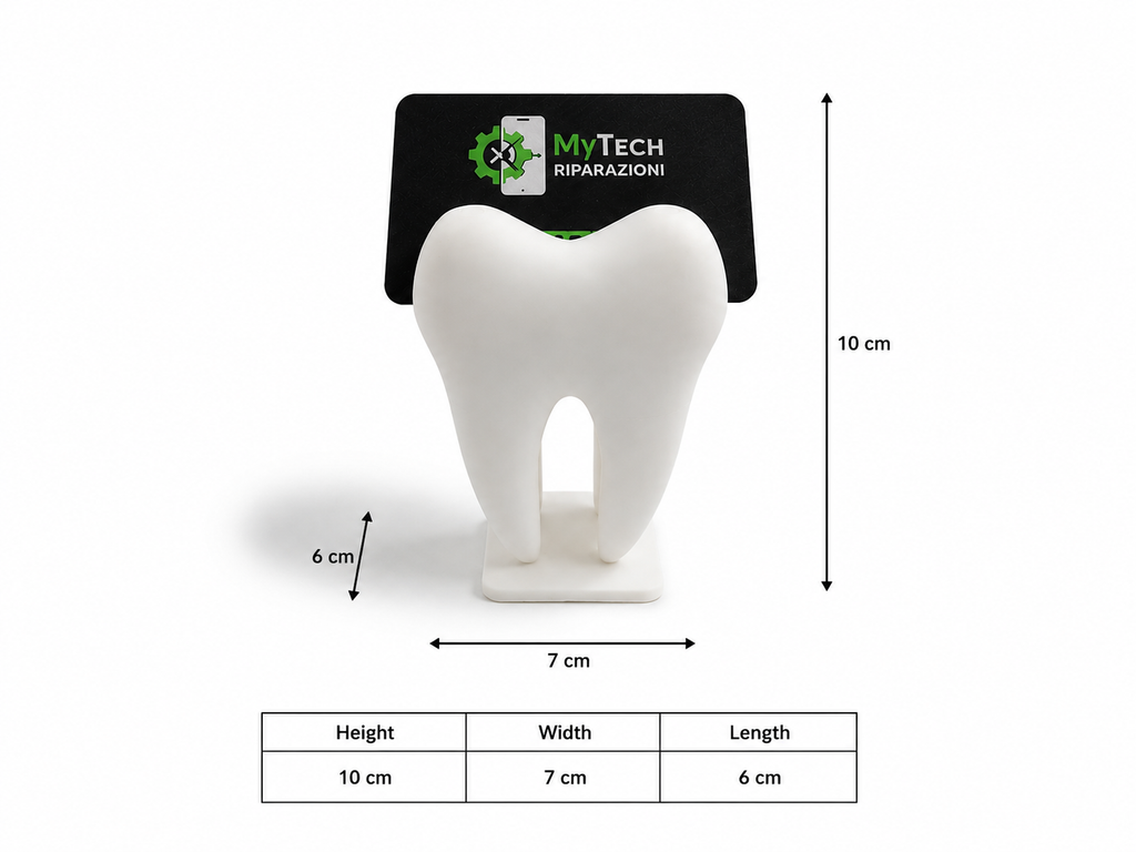 Tooth-Shaped Business Card Holder — 3D Printed Desk Organizer