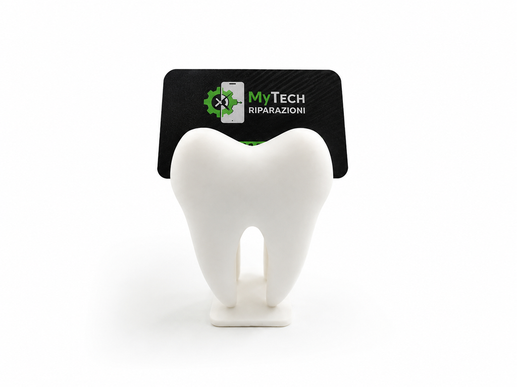 Tooth-Shaped Business Card Holder — 3D Printed Desk Organizer
