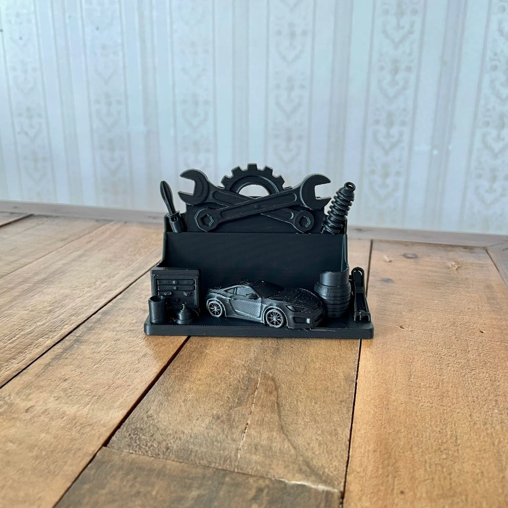 Mechanic & Auto Workshop Business Card Holder — 3D Printed Desk Organizer