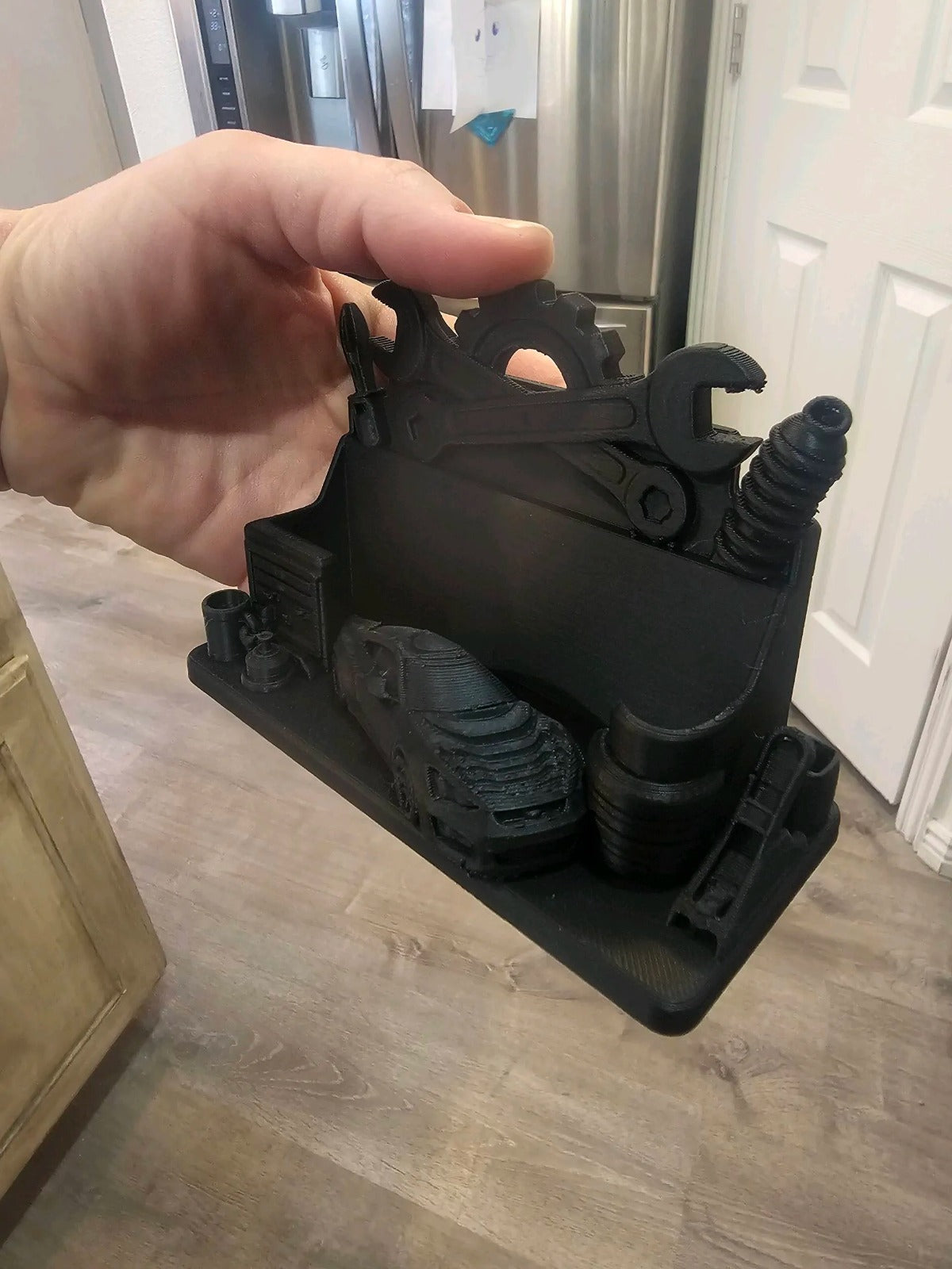 Mechanic & Auto Workshop Business Card Holder — 3D Printed Desk Organizer