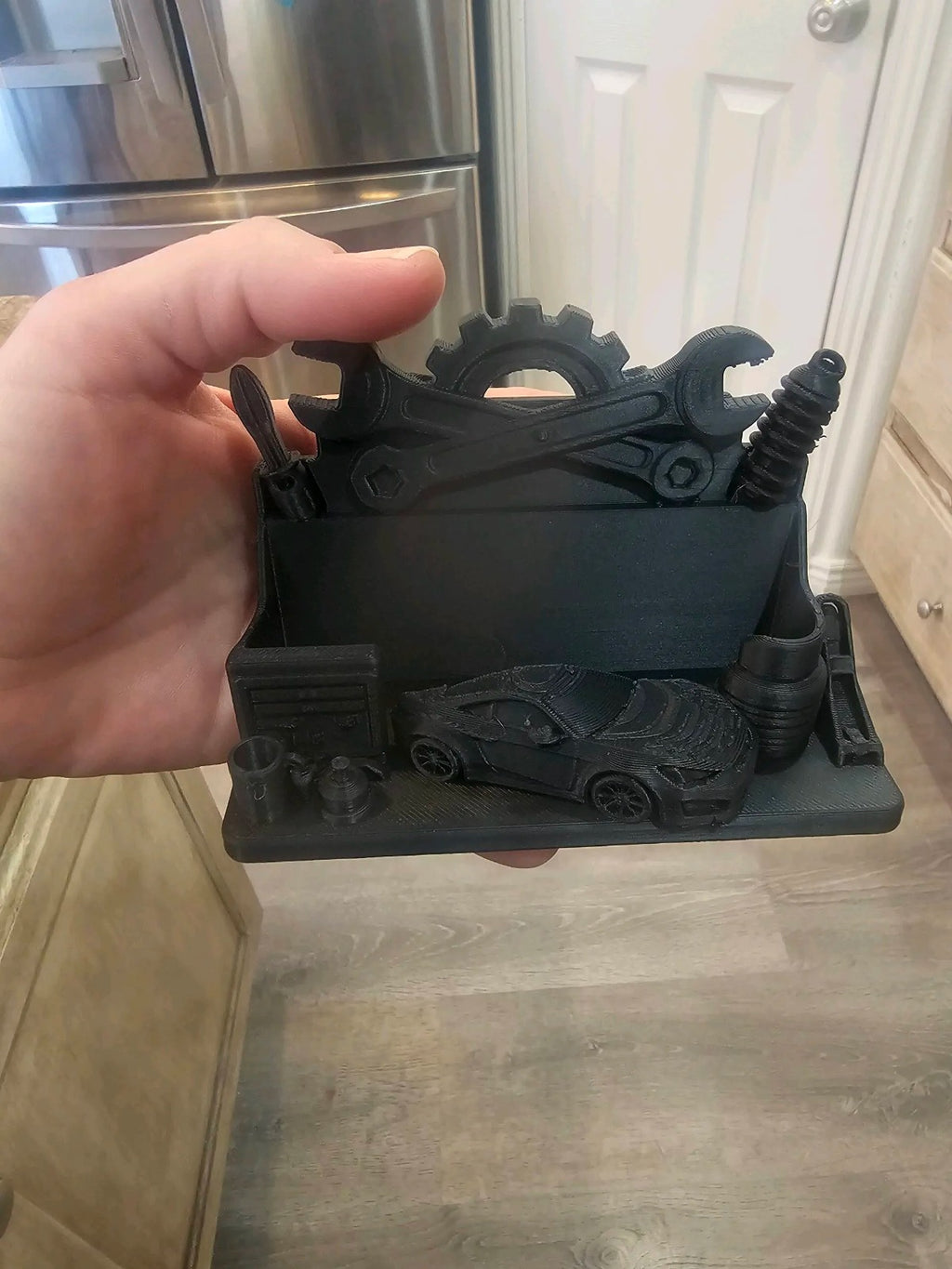 Mechanic & Auto Workshop Business Card Holder — 3D Printed Desk Organizer