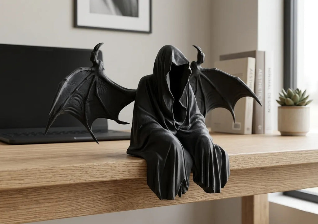 Dark Reaper Shelf Sitter Figurine — Gothic Desk Decor & Collectible Statue