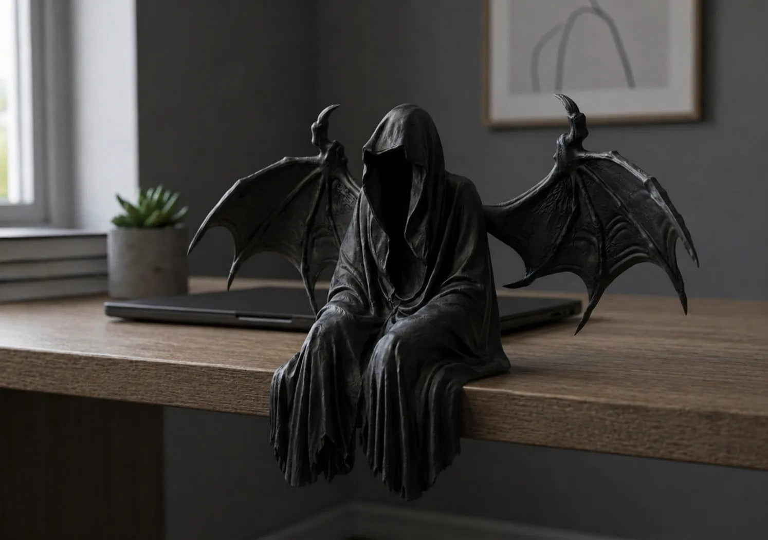 Dark Reaper Shelf Sitter Figurine — Gothic Desk Decor & Collectible Statue