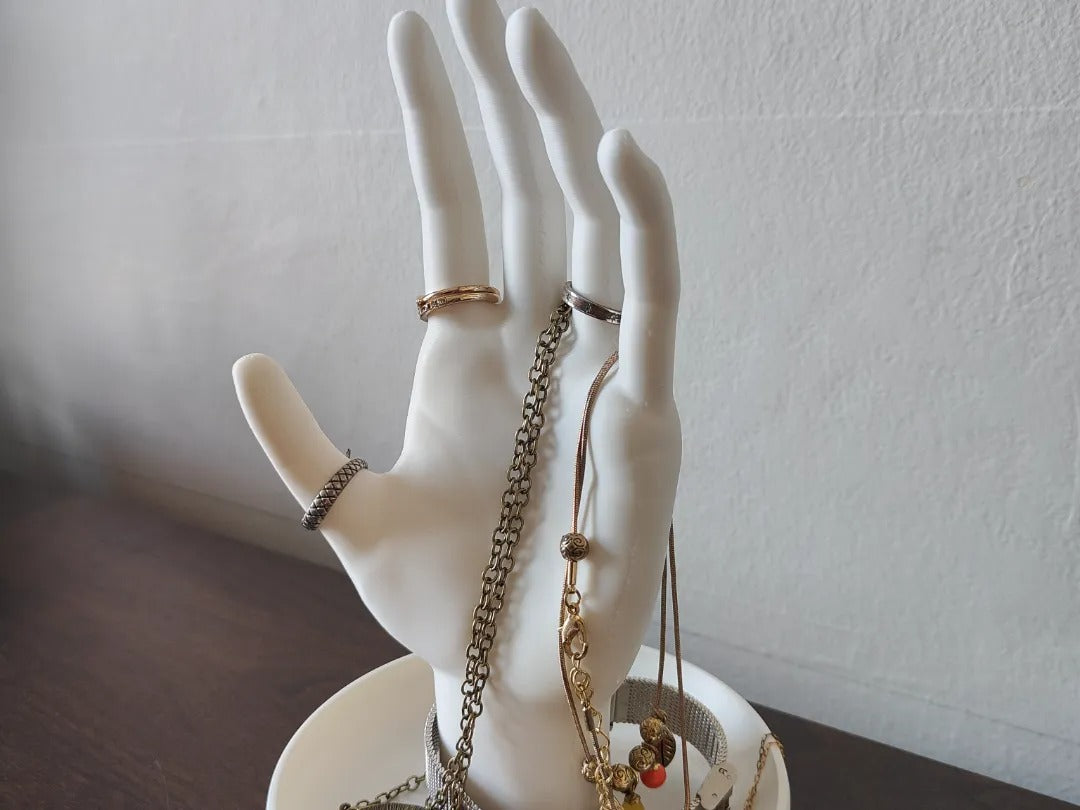 Hand Jewellery Organiser Stand — Ring, Bracelet & Necklace Display Holder with Tray