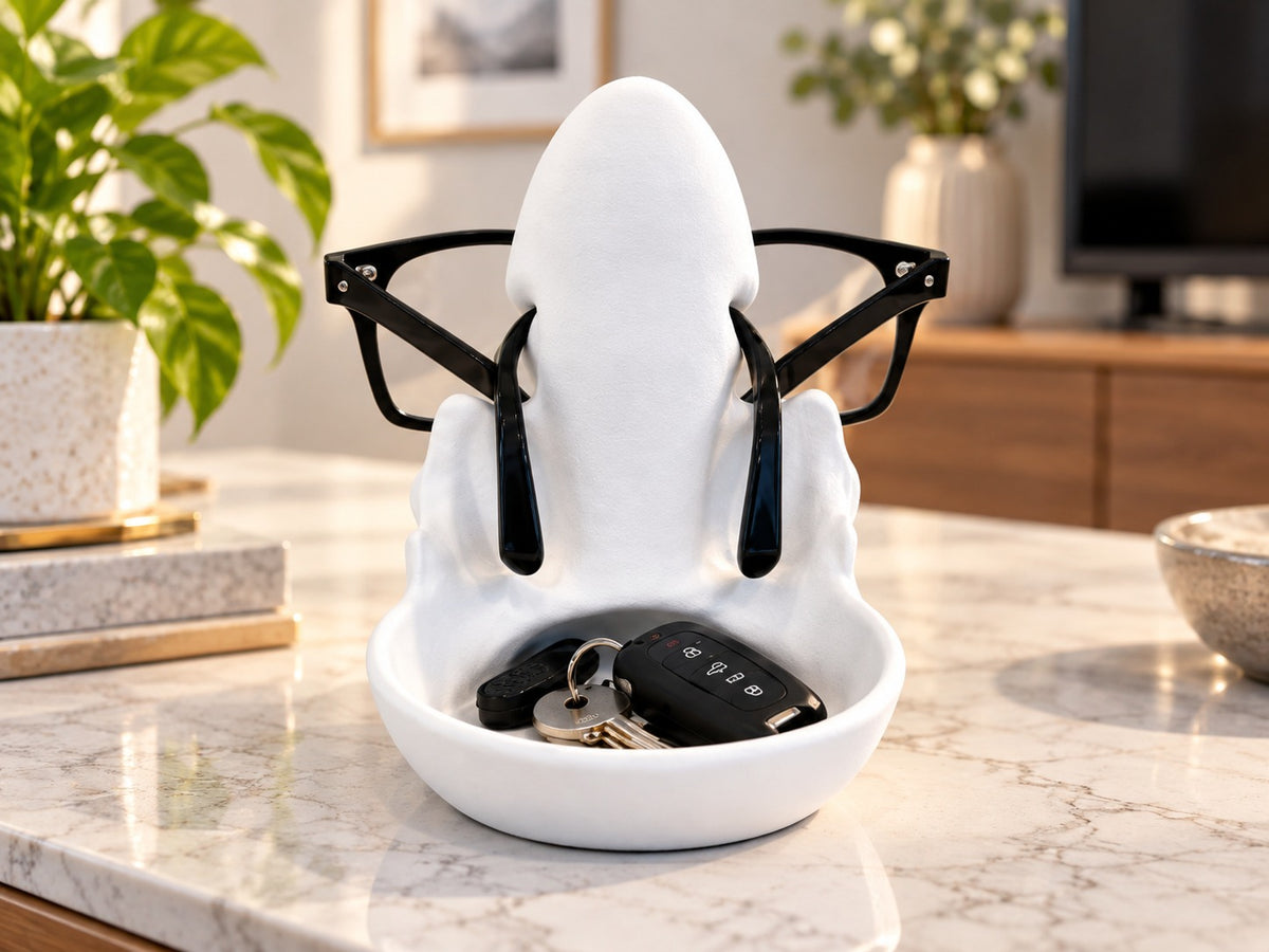 3D Printed Skull Glasses Holder with Tray | Eyeglass Stand | Desk Organizer | Home Decor Gift